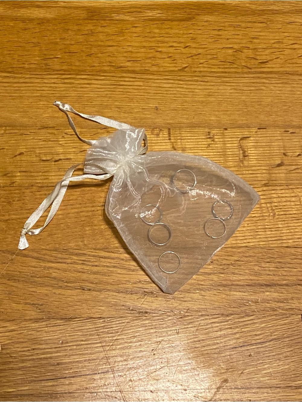 Sheer Organza Favor Bag with Silver Ring Bundle